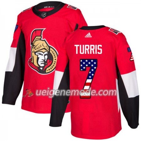 Herren Eishockey Ottawa Senators Trikot Kyle Turris 7 Adidas 2017-2018 Rot USA Flag Fashion Authentic